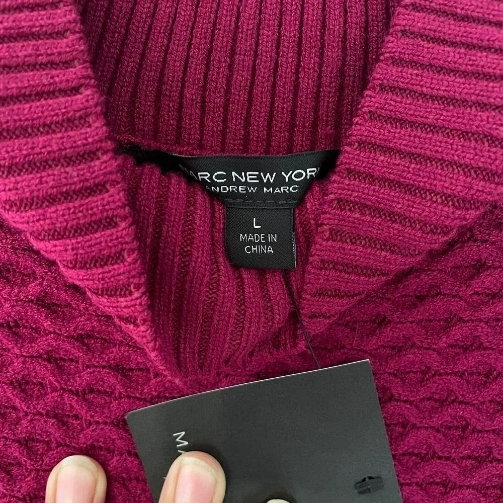Marc New York Andrew Marc Women's Red Plum Turtleneck Cable Knit Sweater Size L‎